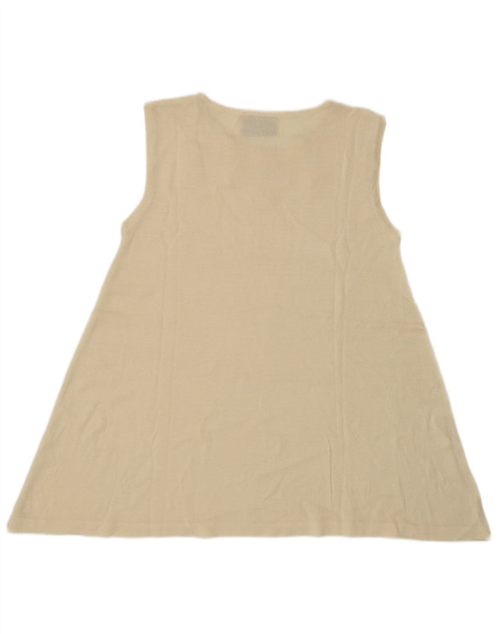 Vintage γυναικεία αμάνικη μπλούζα τοπ UK 8 Small Off White Floral