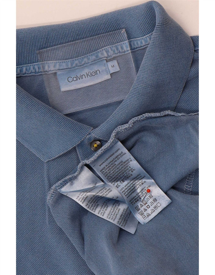 Ανδρικό πουκάμισο πόλο Calvin Klein από μεσαίο μπλε βαμβακερό