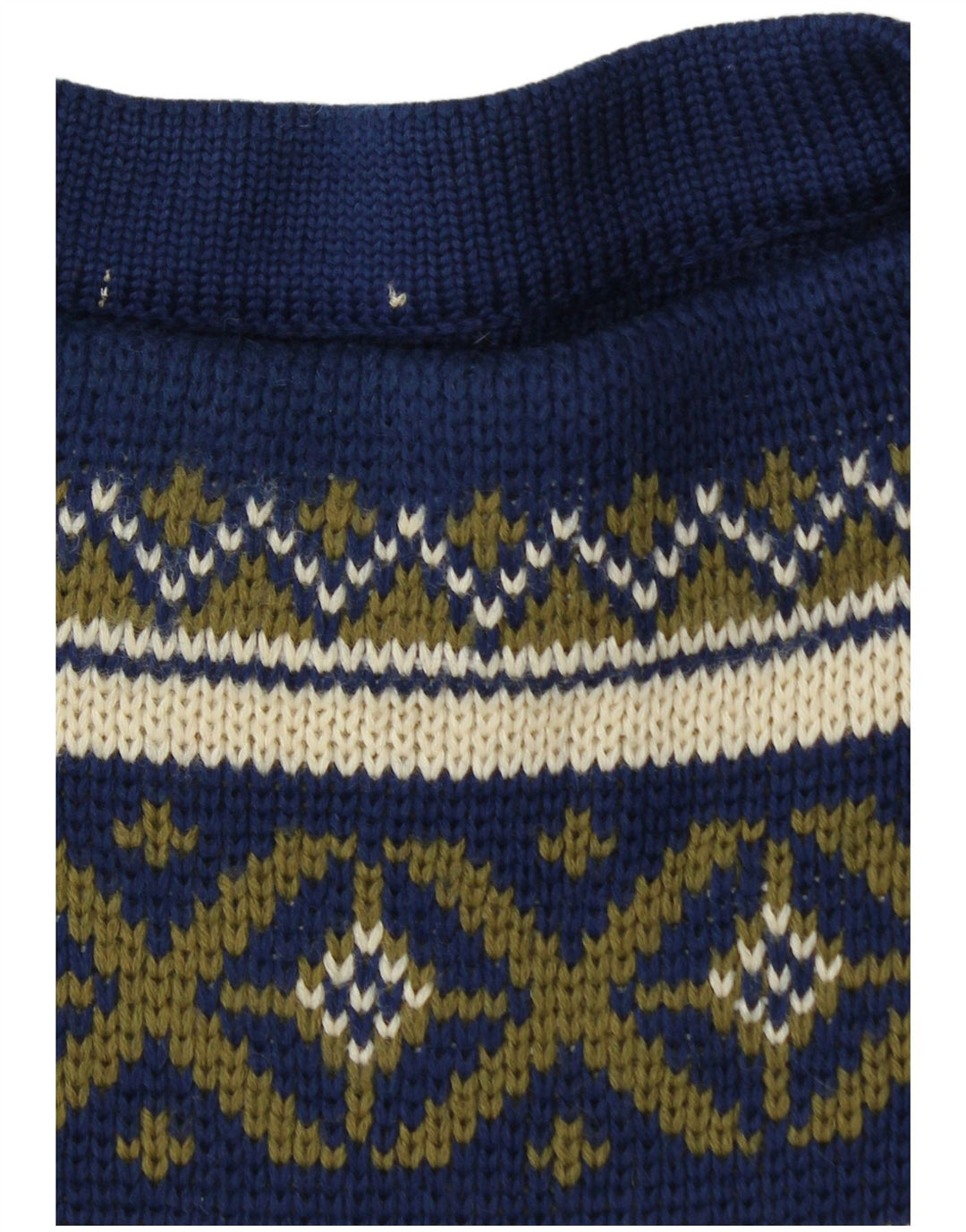 Ανδρικό πουλόβερ με λαιμόκαυστο VINTAGE Medium Navy Blue Fair Isle