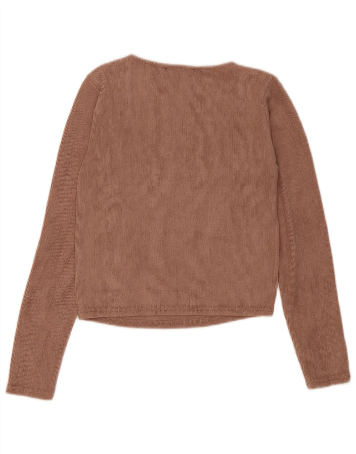 Zara Γυναικείο Crop Top Μακρυμάνικο UK 12 Μεσαίου καφέ Πολυεστέρας