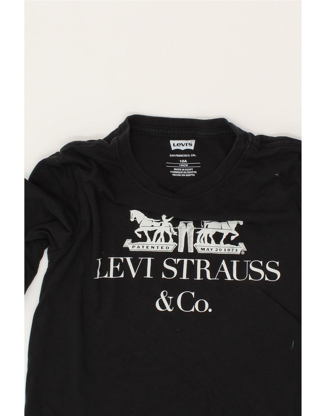 LEVI'S Boys Graphic Top Long Sleeve 9-10 Years Black Cotton Vintage Levi's and Second-Hand Levi's from Messina Hembry 