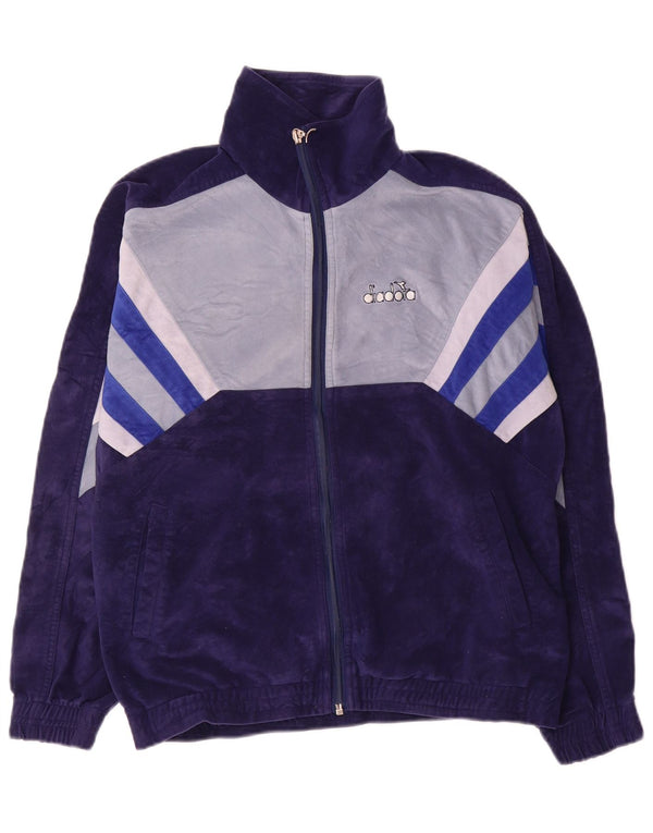 Ανδρική φόρμα βελούδου Diadora Top Jacket UK 36 Small Navy Blue Colourblock