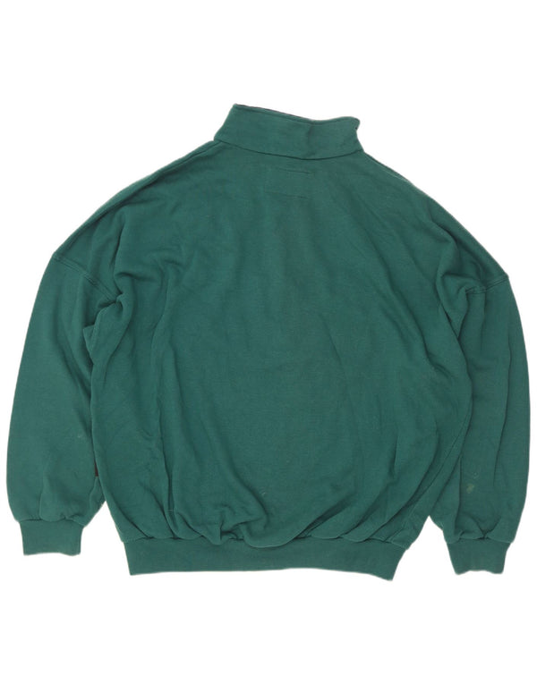 Vintage ανδρικό φούτερ με φερμουάρ Jumper XL Πράσινο Colourblock Βαμβακερό