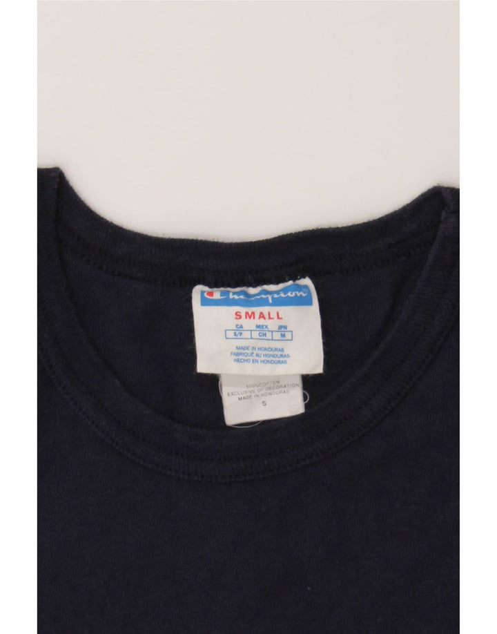 CHAMPION Mens Graphic T-Shirt Top Small Navy Blue Cotton Vintage Champion and Second-Hand Champion from Messina Hembry 