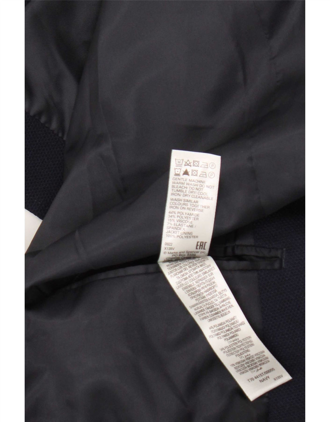Marks & Spencer Ανδρικό μπλέιζερ με 2 κουμπιά μπουφάν UK 50 5XL Navy Blue Polyamide