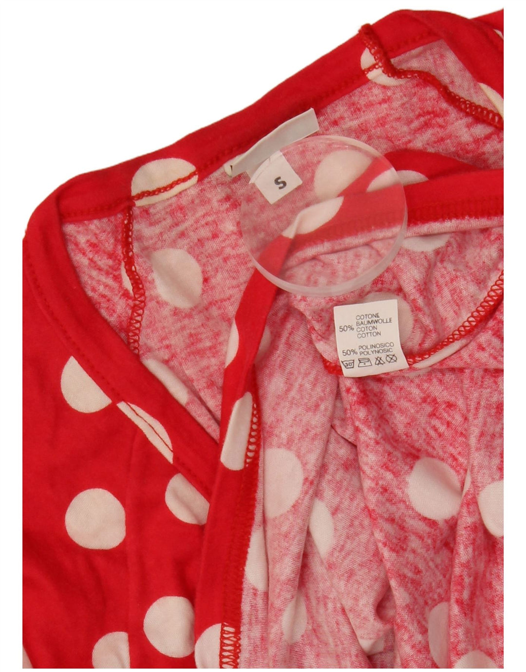 BENETTON Γυναικείο τοπ 3/4 μανίκι 3/4 UK 10 Small Red πουά