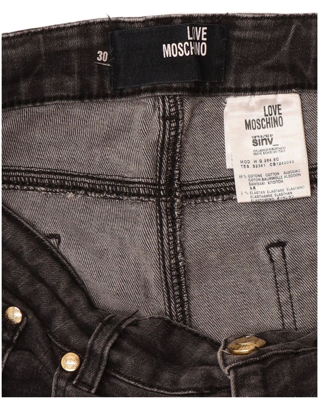 Γυναικείο τζιν ίσιο MOSCHINO W30 L31 μαύρο βαμβακερό