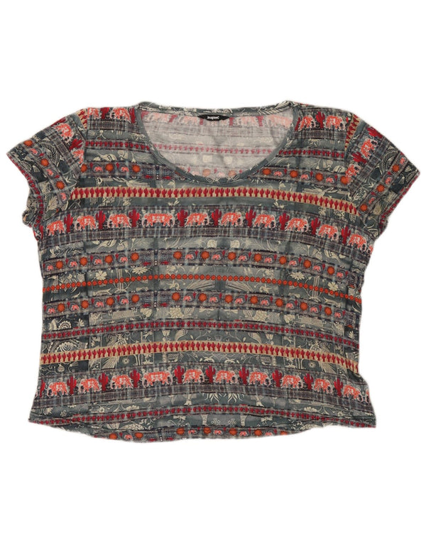 Γυναικείο γραφικό μπλουζάκι DESIGUAL Top UK 20 2XL γκρι βισκόζη