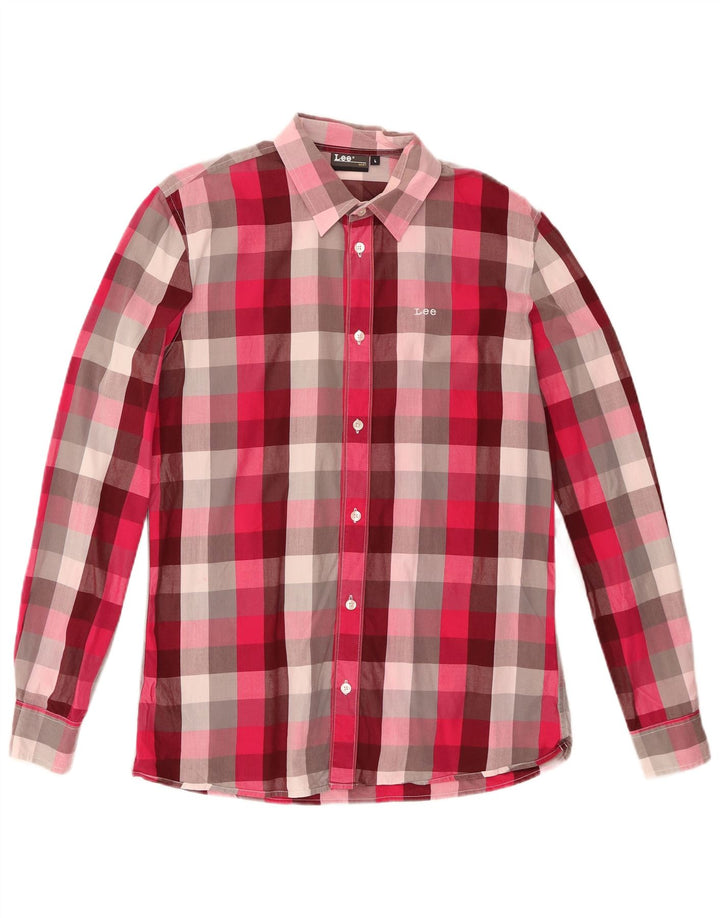 Ανδρικό πουκάμισο Lee μεγάλο ροζ βαμβακερό Gingham