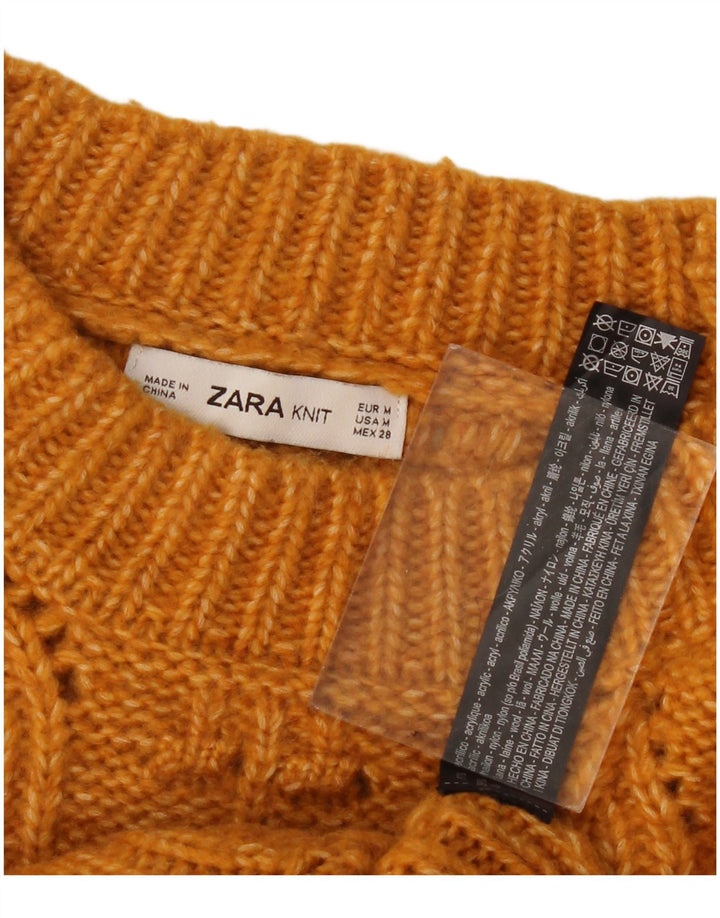 Zara Γυναικείο πουλόβερ με λαιμόκοψη Crop Crop UK 14 Ακρυλικό μεσαίο πορτοκαλί