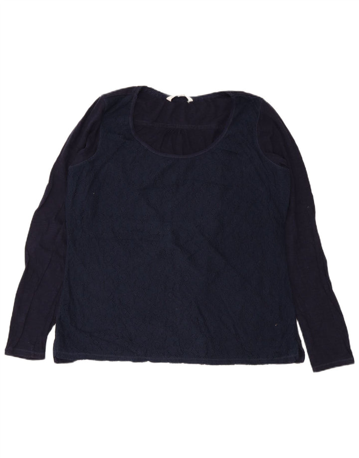 Fat Face Γυναικεία μακρυμάνικη μπλούζα τοπ UK 18 XL Navy Blue Floral βαμβακερό