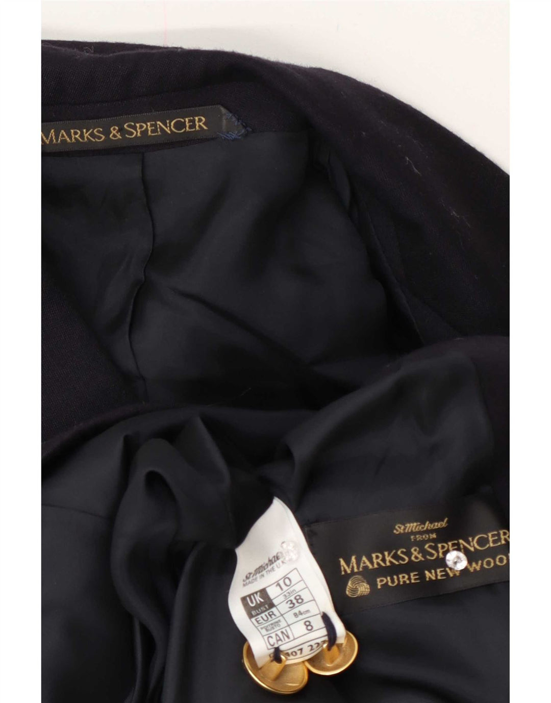 Marks & Spencer Γυναικείο μπουφάν μπλέιζερ μεγάλου μεγέθους UK 10 Small Navy Blue