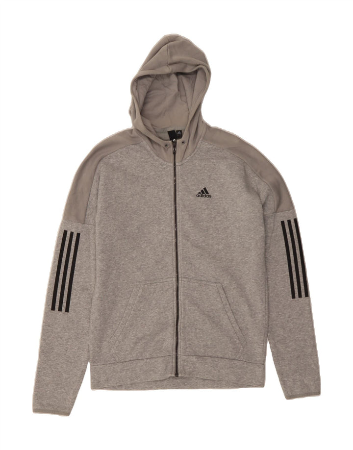 ADIDAS Mens Zip Hoodie Sweater Medium Grey Colourblock Polyester Vintage Adidas and Second-Hand Adidas from Messina Hembry 