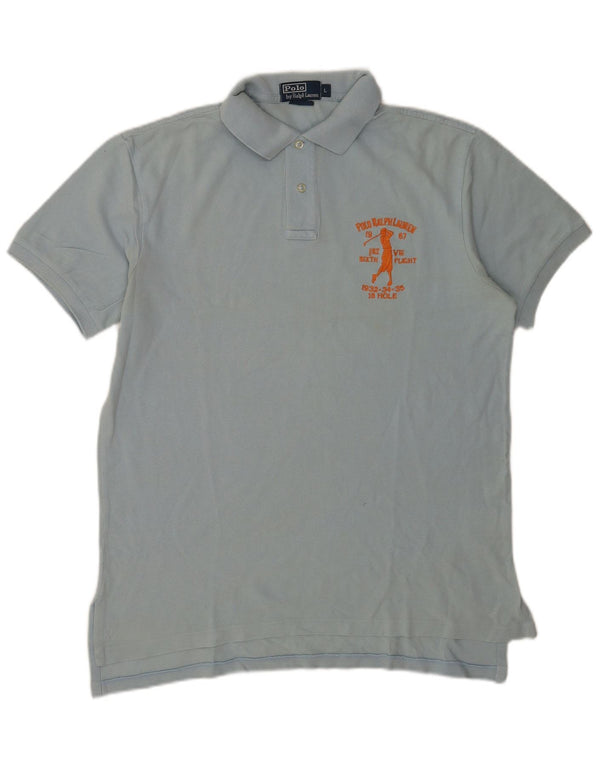 Polo Ralph Lauren Ανδρικό γραφικό πουκάμισο polo μεγάλο μπλε βαμβακερό