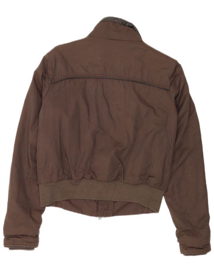 Refrigue Γυναικείο Crop Bomber Jacket UK 12 μεσαίο καφέ βαμβακερό