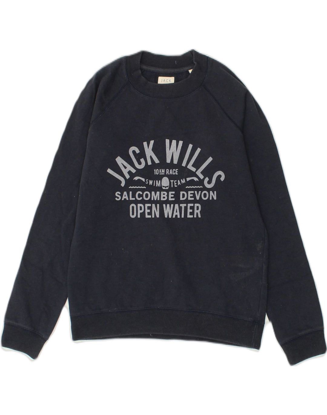 JACK WILLS Womens Graphic Sweatshirt Jumper UK 8 Small  Navy Blue Cotton | Vintage Jack Wills | Thrift | Second-Hand Jack Wills | Used Clothing | Messina Hembry 