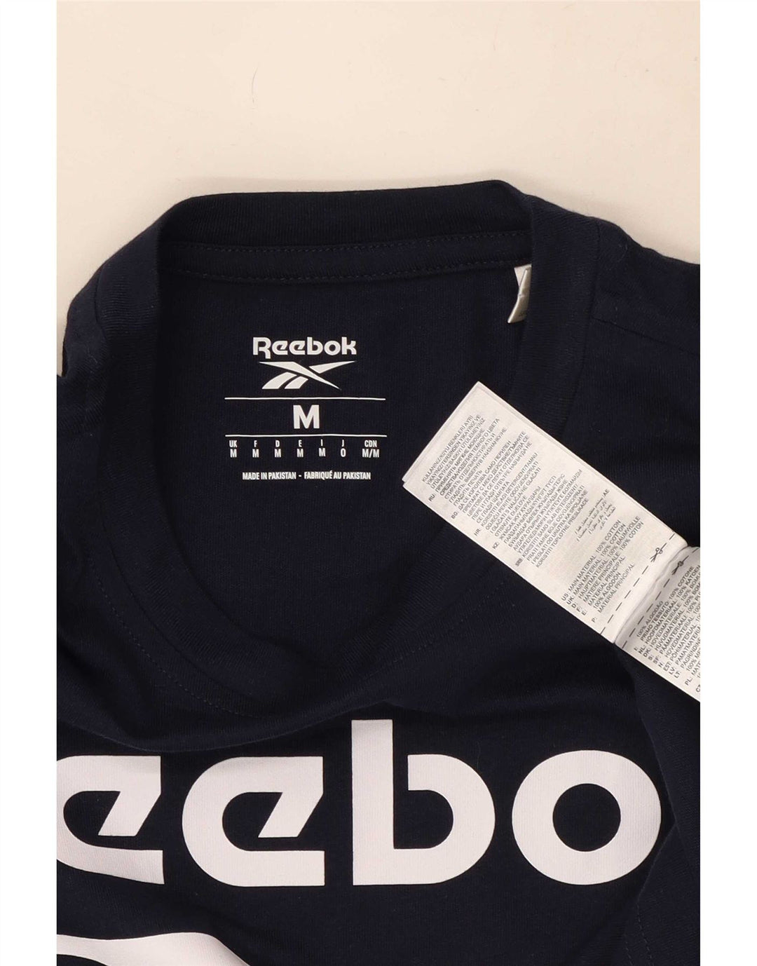 Ανδρικό γραφικό T-Shirt Reebok Top από μεσαίο μπλε ναυτικό βαμβακερό