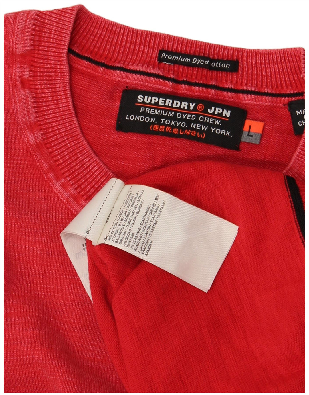 Superdry Ανδρικό πουλόβερ με λαιμόκοψη, μεγάλο κόκκινο βαμβακερό