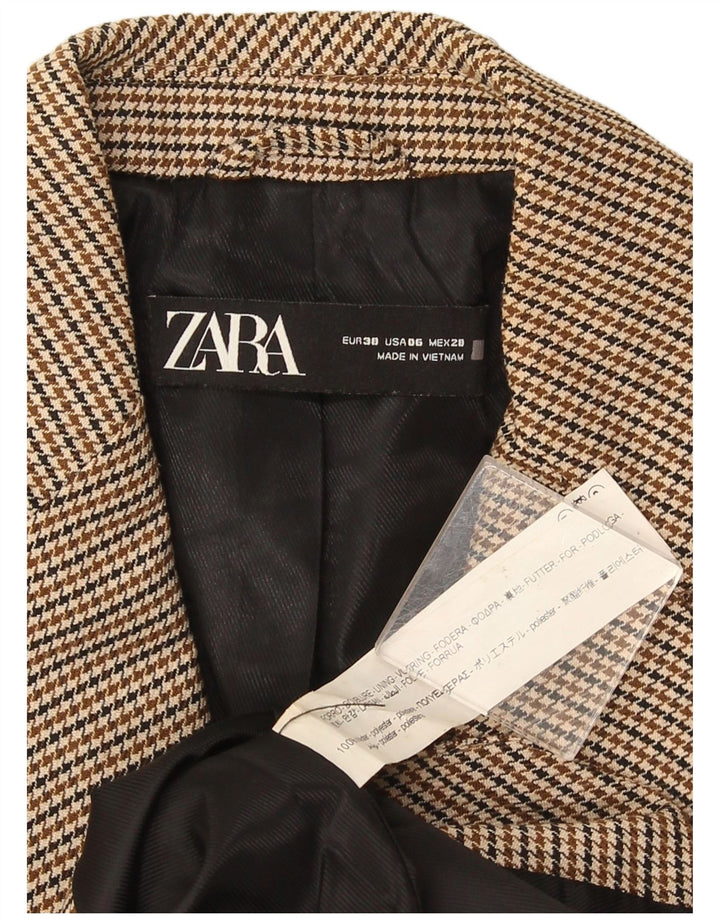 Zara Γυναικείο σακάκι με 1 κουμπί EU 38 Small Brown Houndstooth
