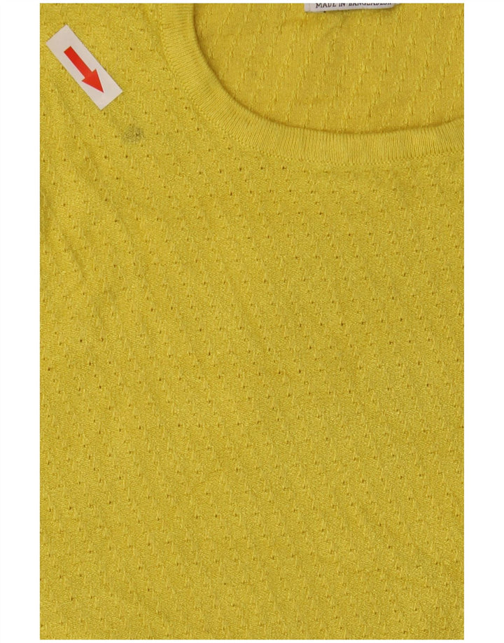 Zara Γυναικείο πουλόβερ με λαιμόκοψη UK 12 Medium Yellow