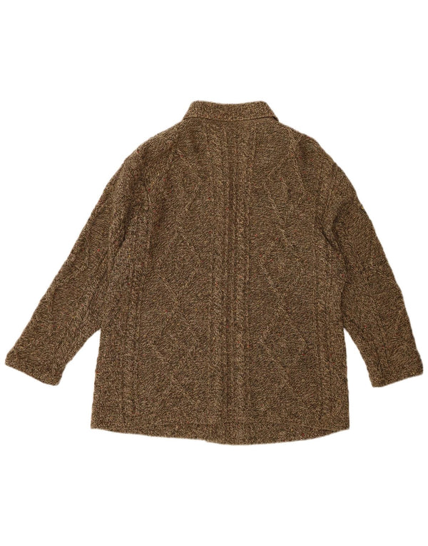 CARRAIG DONN Womens Cardigan Sweater UK 14 Medium Khaki Flecked Wool