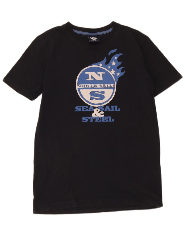 Γραφικό T-Shirt North Sails Boys Top 11-12 ετών Μαύρο βαμβακερό