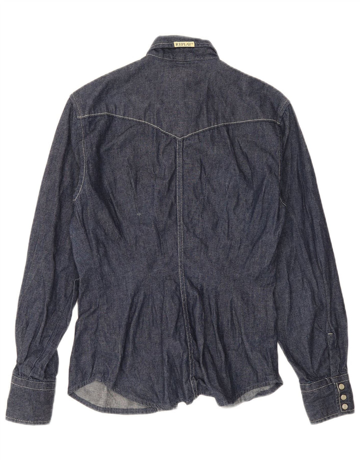 REPLAY Γυναικείο τζιν πουκάμισο UK 12 Medium Navy Blue