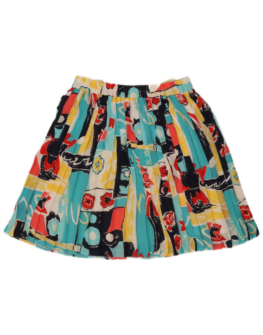 Vintage γυναικεία αφηρημένη φούστα με μαχαίρι πλισέ UK 14 Medium W32 Multic