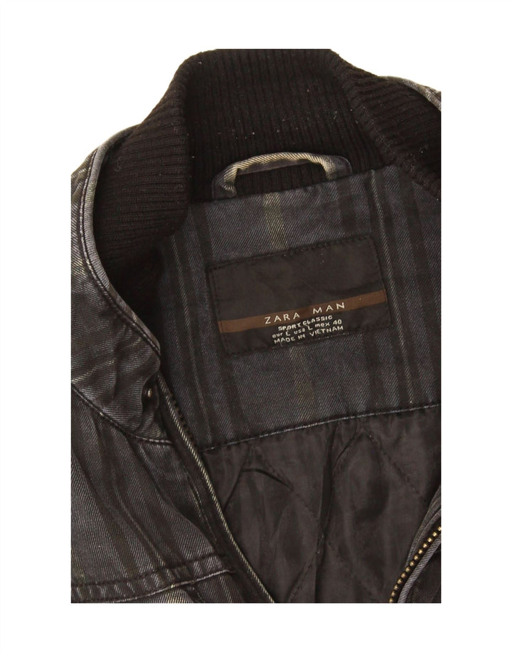 Zara Ανδρικό Τζιν Μπουφάν UK 40 Large Grey Cotton