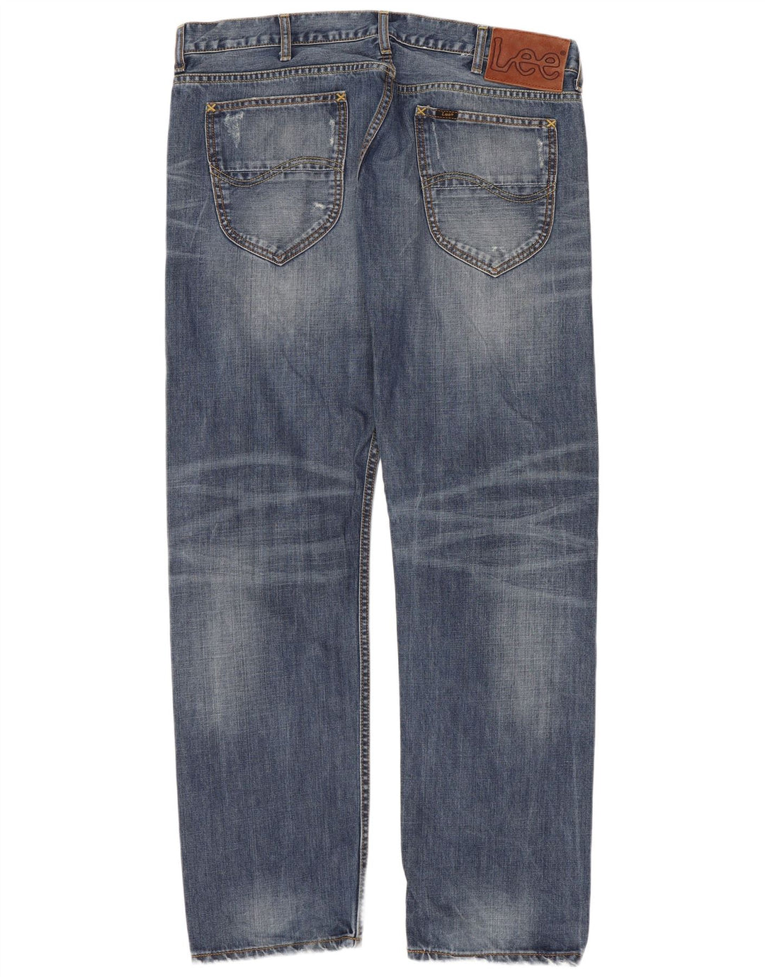 Lee Mens Knox Distressed Straight Jeans W38 L32 Μπλε βαμβακερό