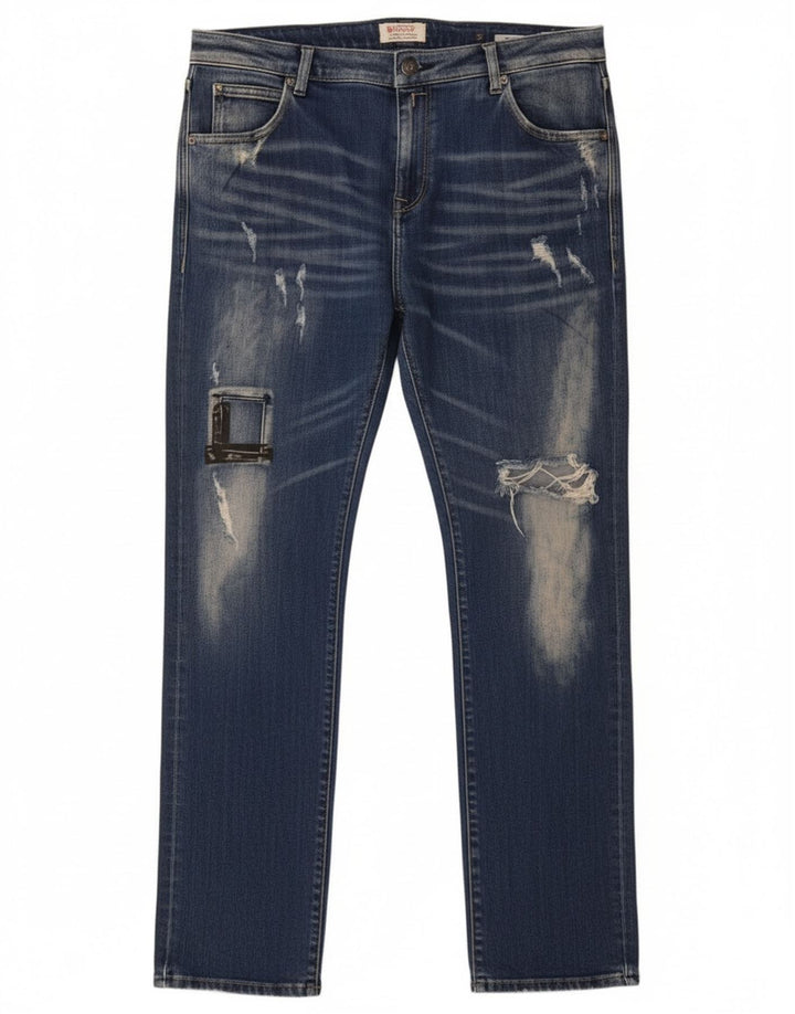 Replay Womens Katewin Distressed Slim Jeans W32 L32 Blue Cotton
