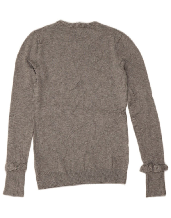 Zara Γυναικείο πουλόβερ με λαιμόκοψη UK 10 Small Grey Viscose