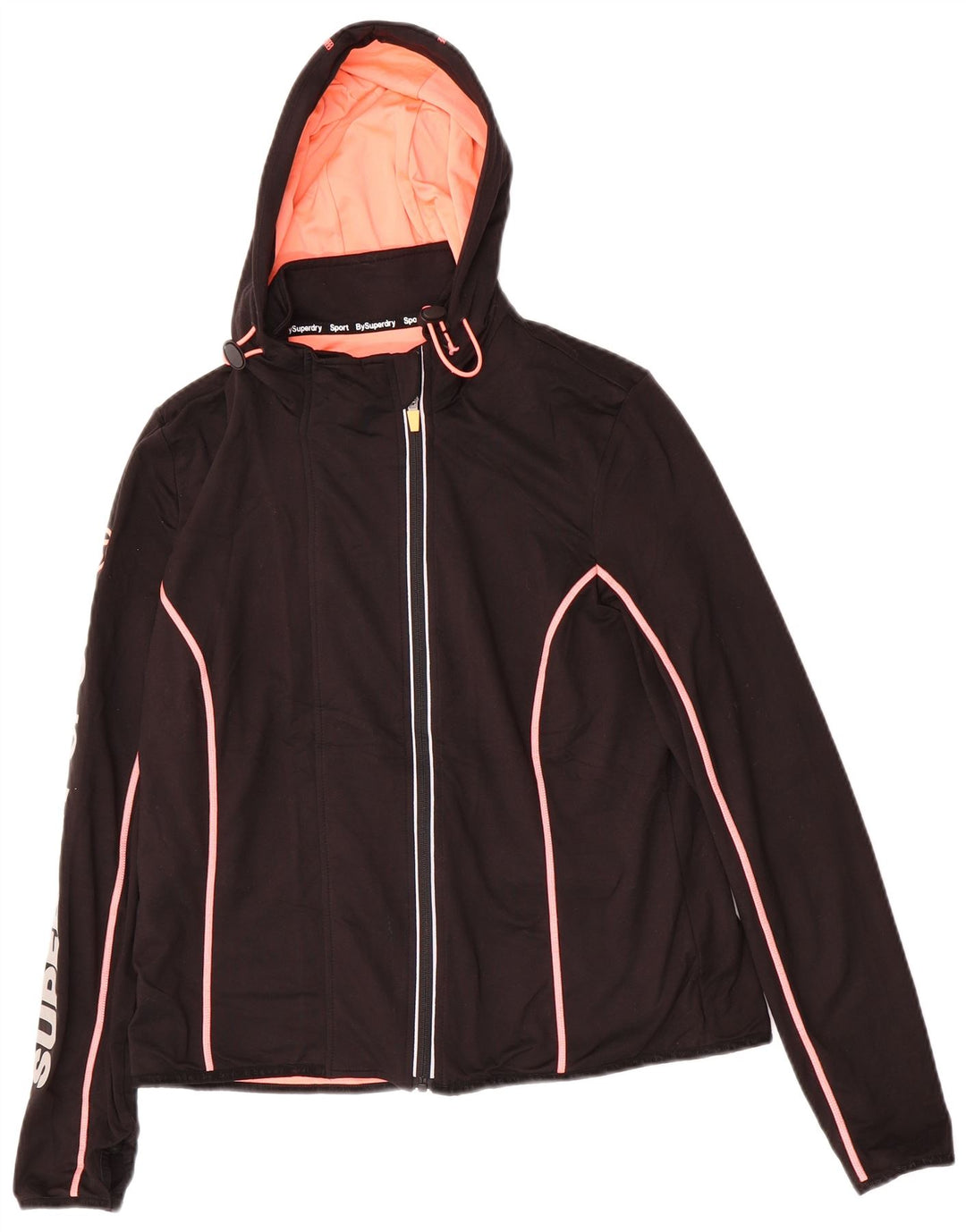SUPERDRY Womens Graphic Hooded Windbreaker Jacket UK 18 XL Black Polyester