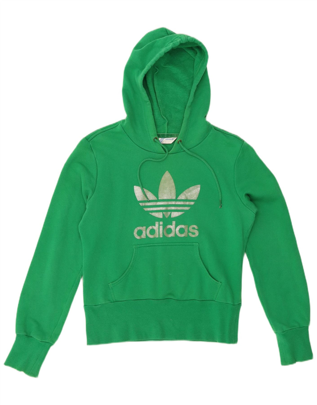 ADIDAS Γυναικείο Crop Graphic Hoodie Jumper EU 38 Μεσαίο πράσινο βαμβακερό