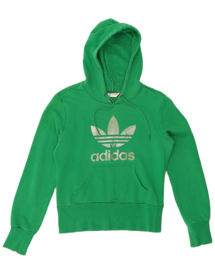 ADIDAS Γυναικείο Crop Graphic Hoodie Jumper EU 38 Μεσαίο πράσινο βαμβακερό