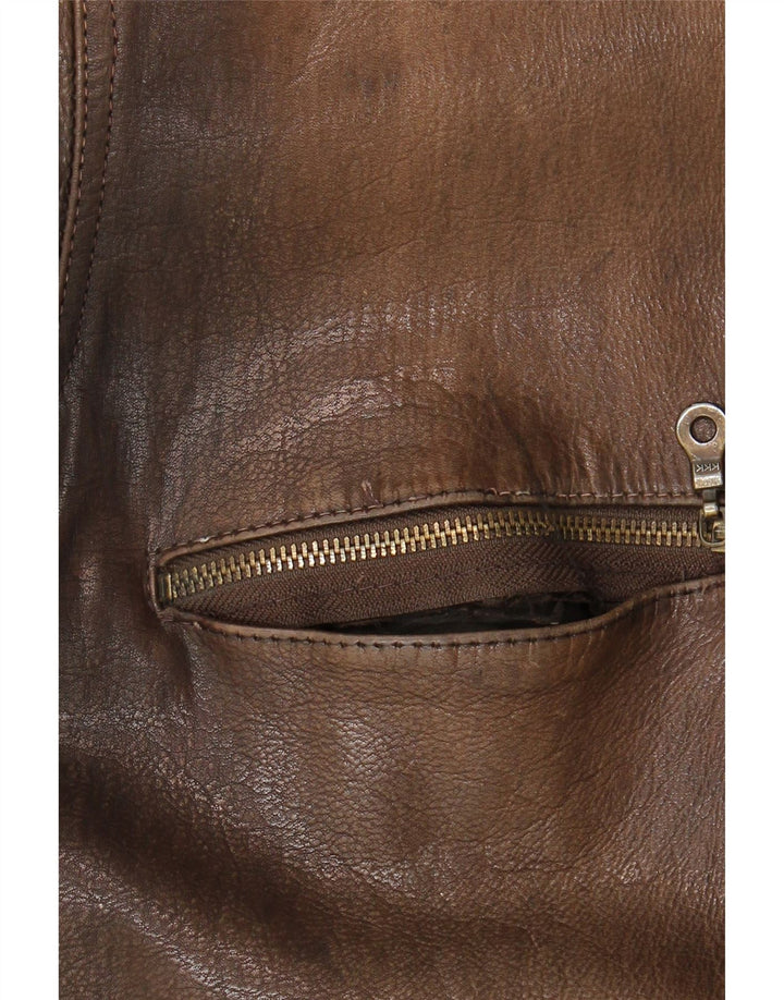 HALLHUBER Mens Leather Jacket UK 40 Large Brown Leather Vintage HALLHUBER and Second-Hand HALLHUBER from Messina Hembry 