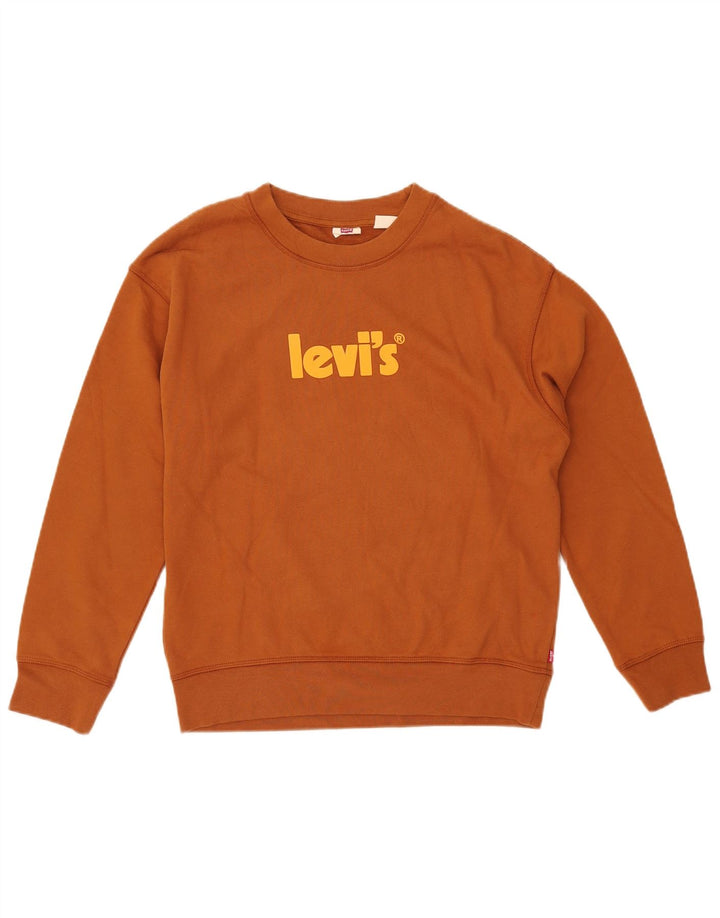 Γυναικείο γραφικό φούτερ LEVI'S μεγάλου μεγέθους Jumper UK 10 Μικρό καφέ βαμβακερό