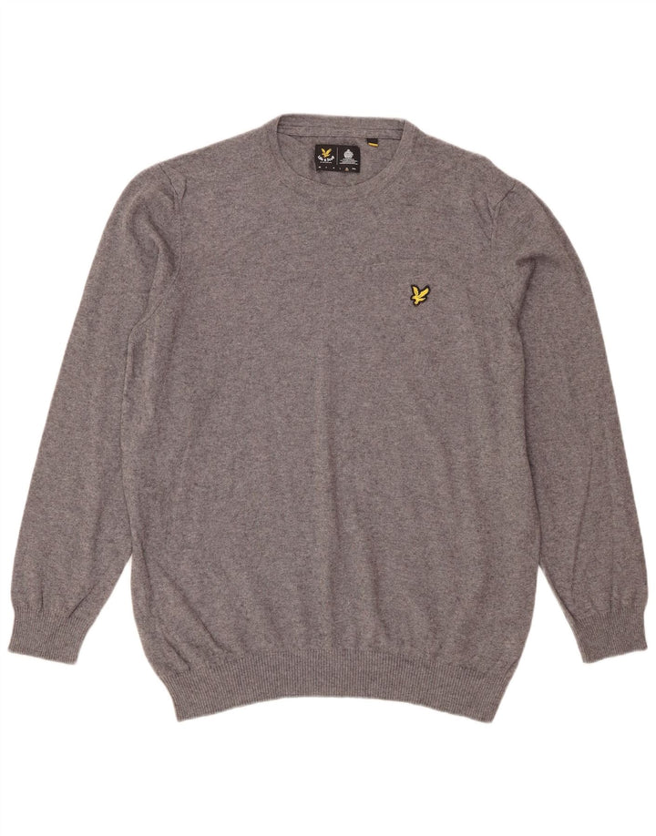 Ανδρικό πουλόβερ με λαιμόκοψη Lyle & Scott XL Γκρι βαμβακερό