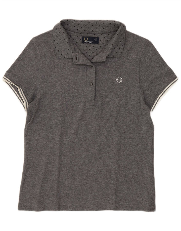 Fred Perry Γυναικείο πουκάμισο πόλο UK 12 Βαμβακερό μεσαίο γκρι με στίγματα