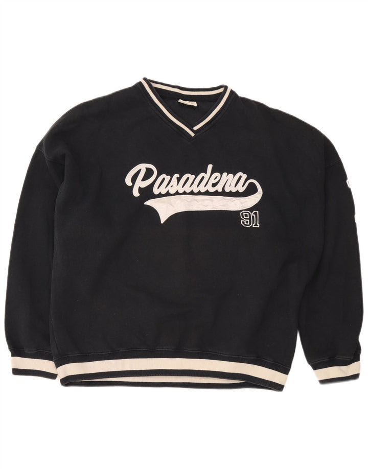 Pull & Bear Ανδρικό φούτερ Pasadena Jumper Large Navy Blue Colourblock