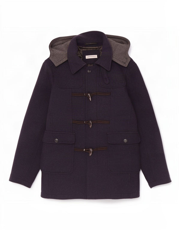 Lorenzo Brunelli Ανδρικό παλτό Duffle με κουκούλα UK 38 Medium Navy Blue Cotton