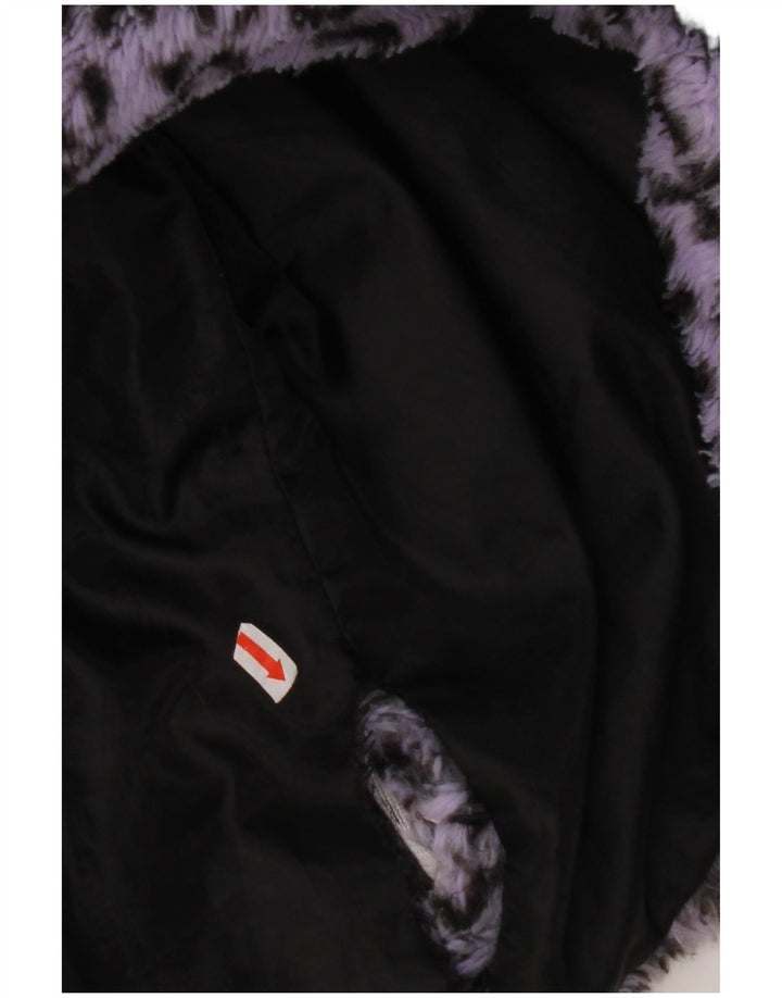 VINTAGE Γυναικείο μπουφάν με ψεύτικη γούνα UK 18 XL Purple Animal Print