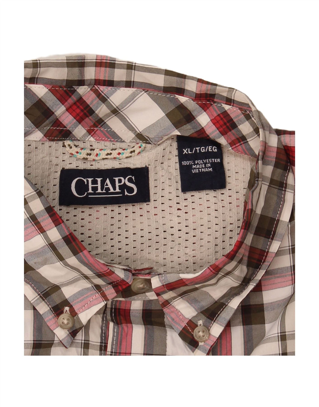 CHAPS Mens Big & Tall Short Sleeve Shirt XL Green Check Polyester
