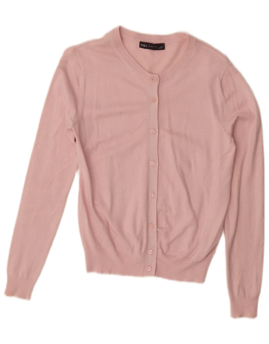 MARKS & SPENCER Γυναικείο πουλόβερ ζακέτα UK 8 Small Pink Viscose