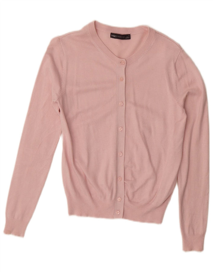 MARKS & SPENCER Γυναικείο πουλόβερ ζακέτα UK 8 Small Pink Viscose