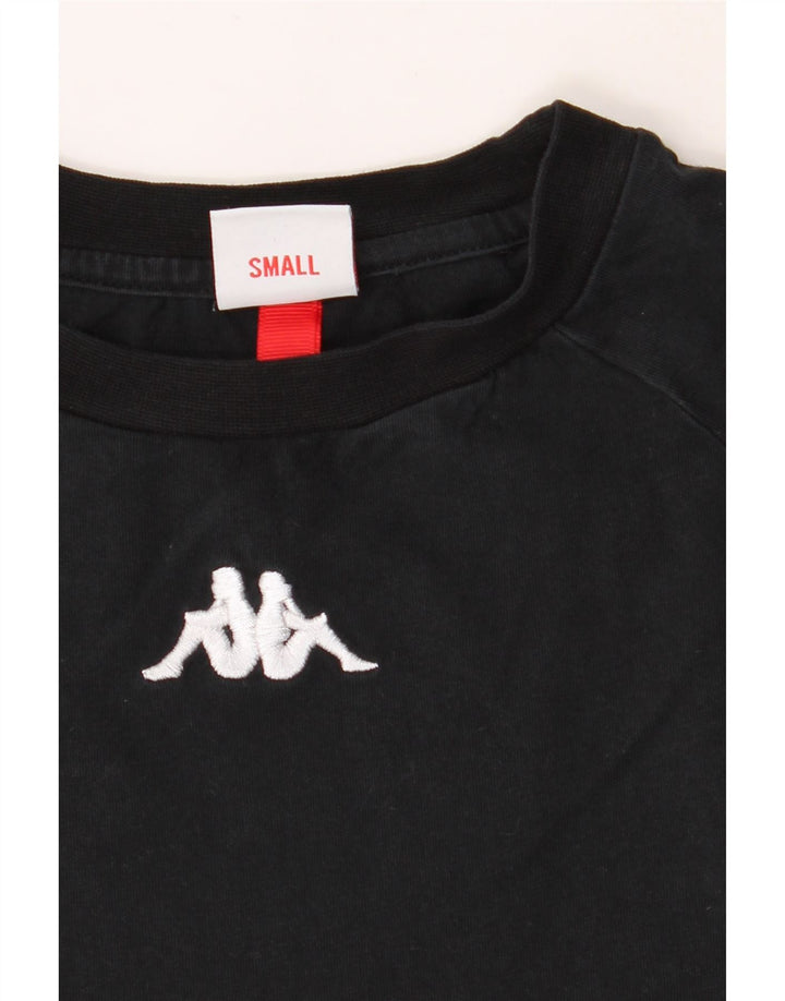KAPPA Womens Graphic T-Shirt Top UK 10 Small Black Vintage Kappa and Second-Hand Kappa from Messina Hembry 