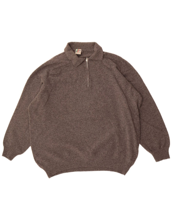 Walbusch Ανδρικό στούντιο Pitti Polo πουλόβερ με λαιμόκοψη 2XL γκρι παρθένο μαλλί