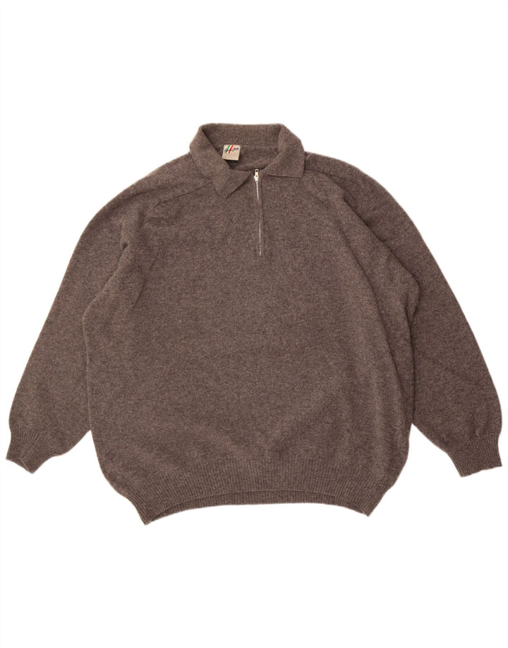 Walbusch Ανδρικό στούντιο Pitti Polo πουλόβερ με λαιμόκοψη 2XL γκρι παρθένο μαλλί