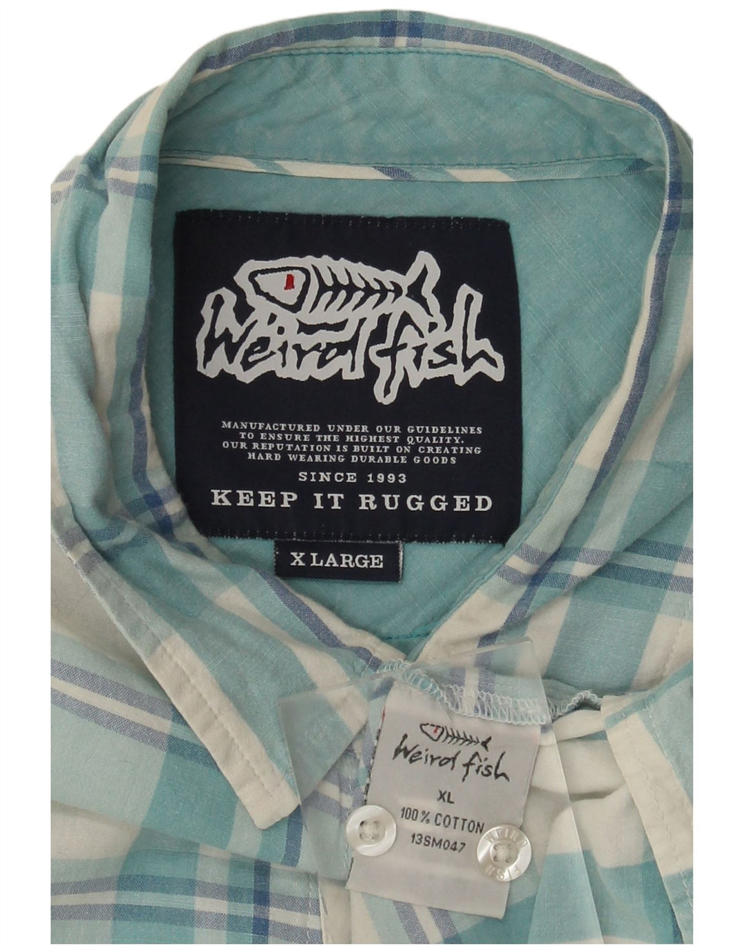 Ανδρικό πουκάμισο Weird Fish XL Blue Check Cotton