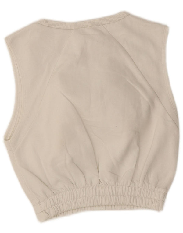 Γυναικεία Zara Crop Αμάνικη Φούτερ Jumper UK 10 Small White Cotton